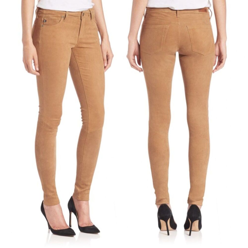 NWT 100% Lamb Leather Suede Adriano Goldschmied The Legging Skinny Jeans sz 28
